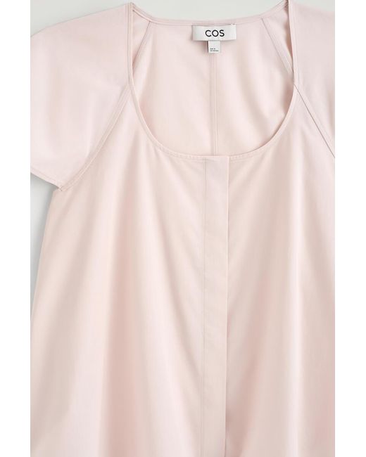 COS Pink Fluted-Sleeve Cotton Blouse