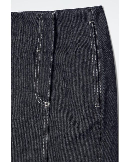 COS Gray Straight Denim Midi Skirt