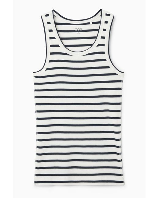 COS Blue Ribbed Tank Top
