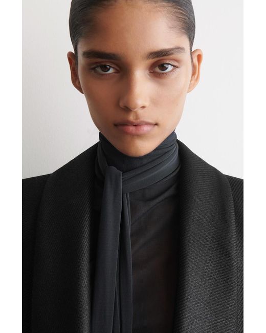 COS Black Tailored Metallic Wool-Blend Long Coat