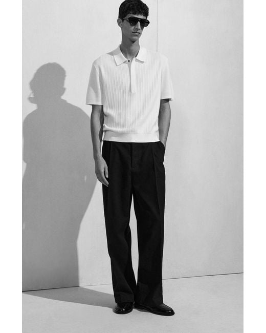 COS Black Pleated Wide-leg Denim Pants for men