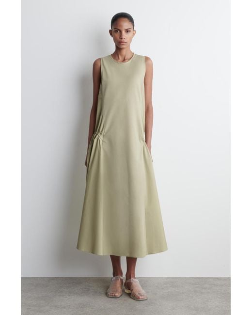 COS Natural Midikleid Mit Seitlichen Raffungen