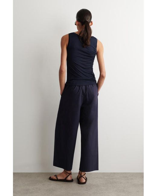 COS Blue Cotton Straight-Leg Drawstring Pants