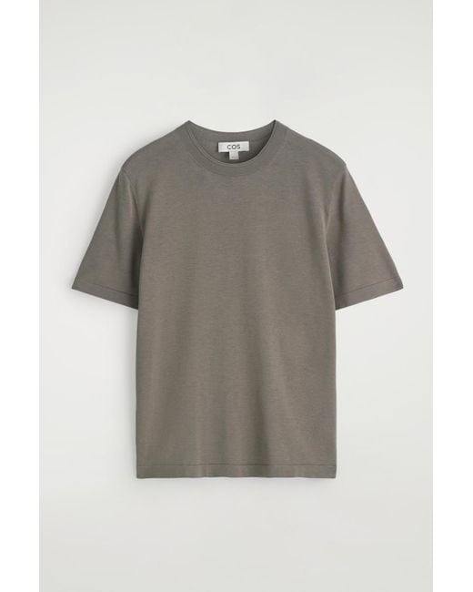 COS Gray Slim Knitted Silk T-Shirt for men