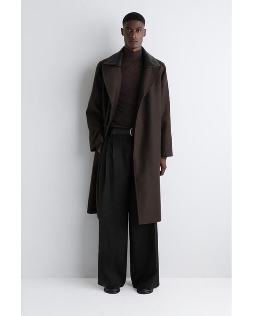 COS Brown Slim Wool-Jersey Roll Neck Top for men