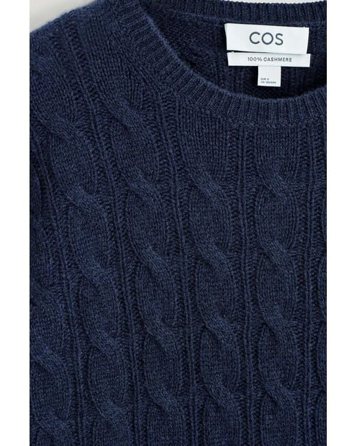 COS Blue Cable-Knit Cashmere Sweater