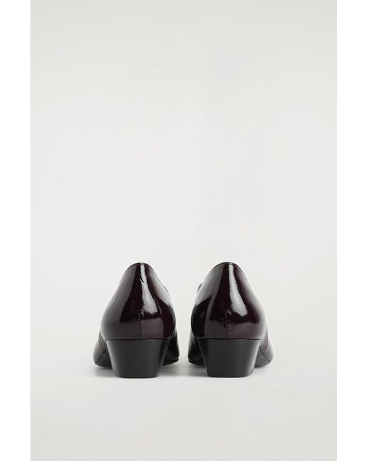COS Red Angular Leather Heeled Ballerinas