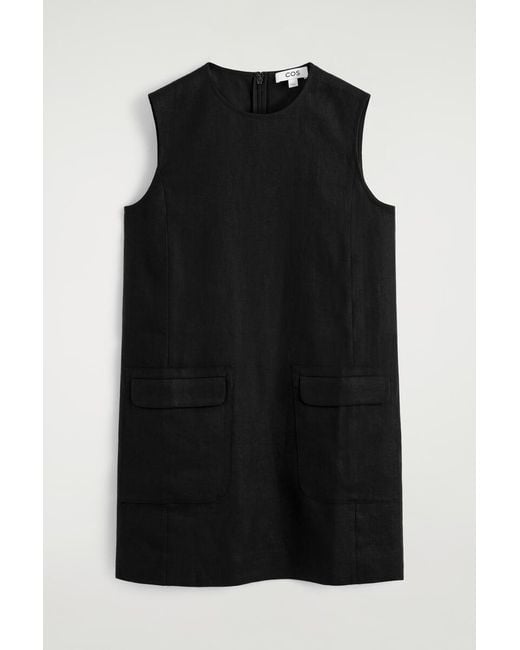 COS Black Linen Mini Shift Dress