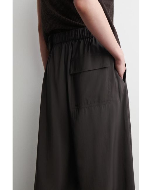COS Black Elasticated Wide-Leg Trousers