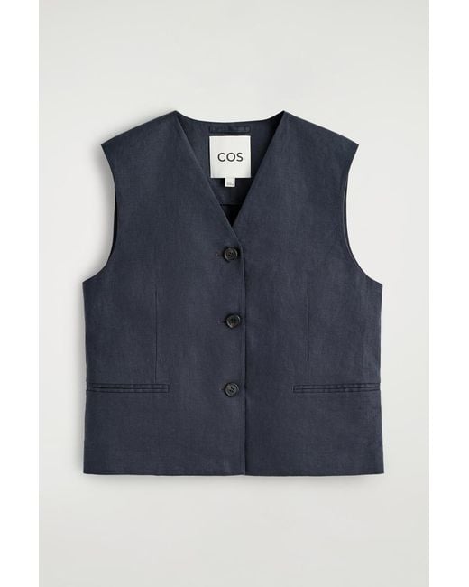 COS Blue Linen Vest