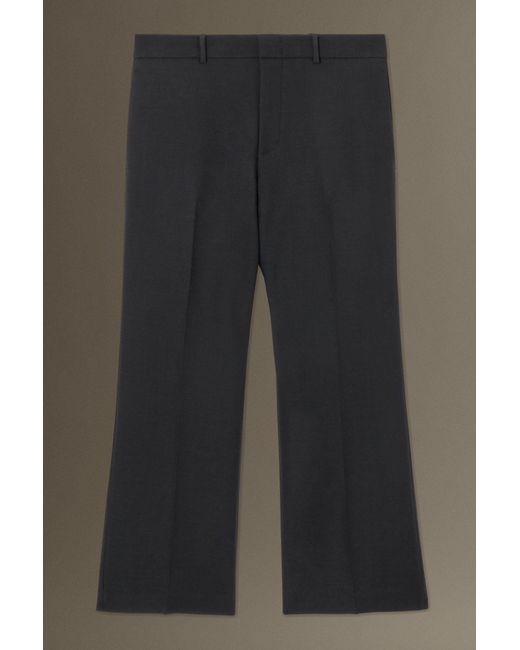 COS Black Cropped Wool-blend Flared Trousers for men