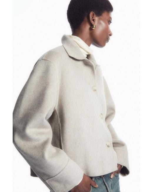 COS Boxy Double-faced Wool Jacket in White | Lyst