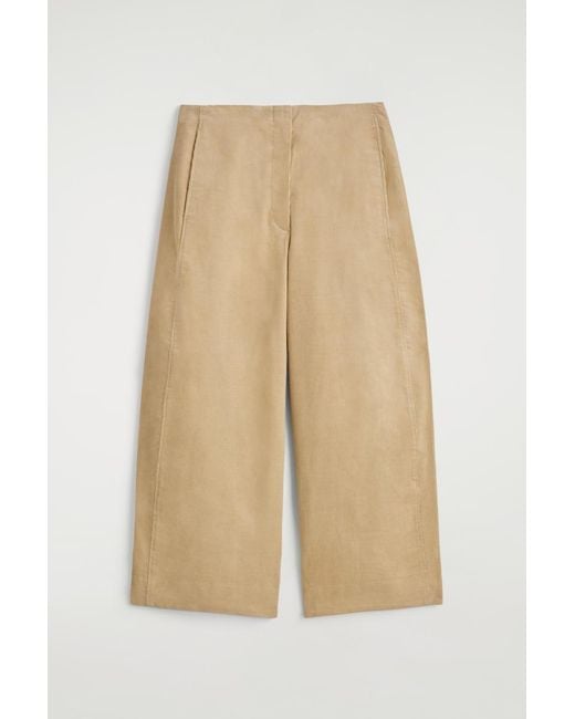 COS Brown Corduroy Barrel-Leg Trousers