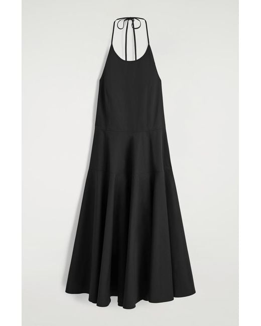 COS Black Pima Cotton Halterneck Dress
