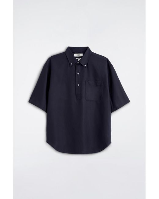 COS Blue Oversized Popover Shirt for men