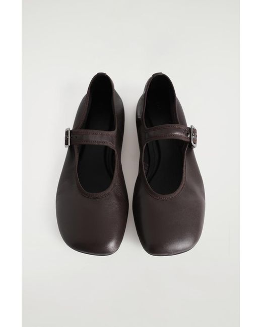 COS White Square-Toe Buckled Ballet Flats