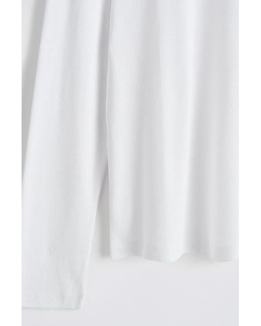 COS White Slim Ribbed Cotton Long-Sleeved T-Shirt for men