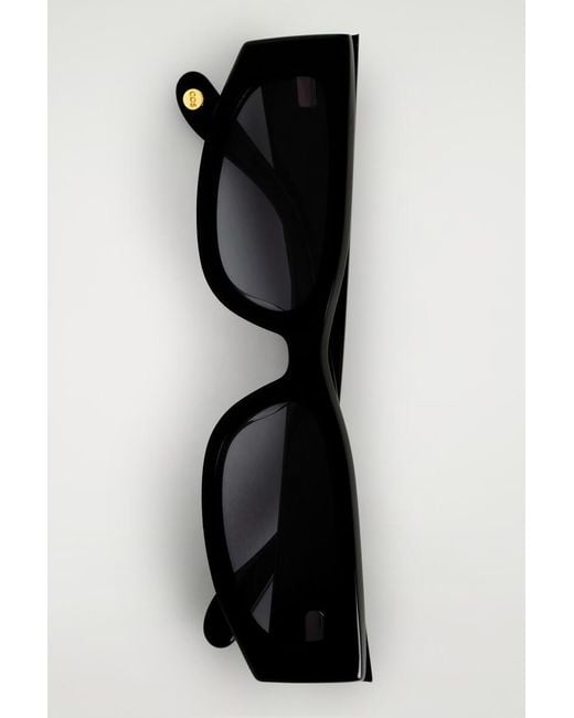 COS Black Slim Rectangular Sunglasses