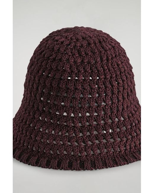 COS Brown Crochet Bucket Hat