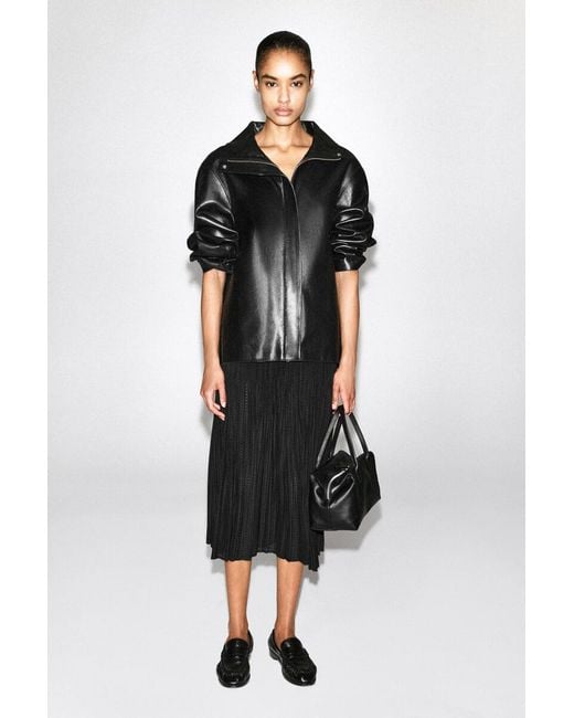 COS Black Pleated Jacquard Midi Skirt