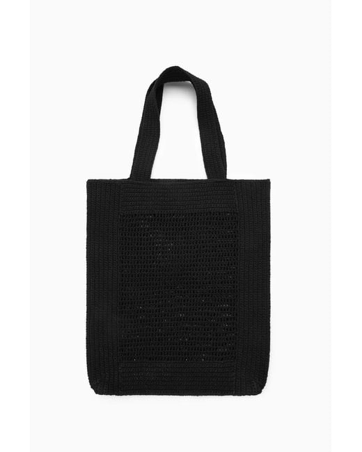COS Black Oversized Crochet Tote for men