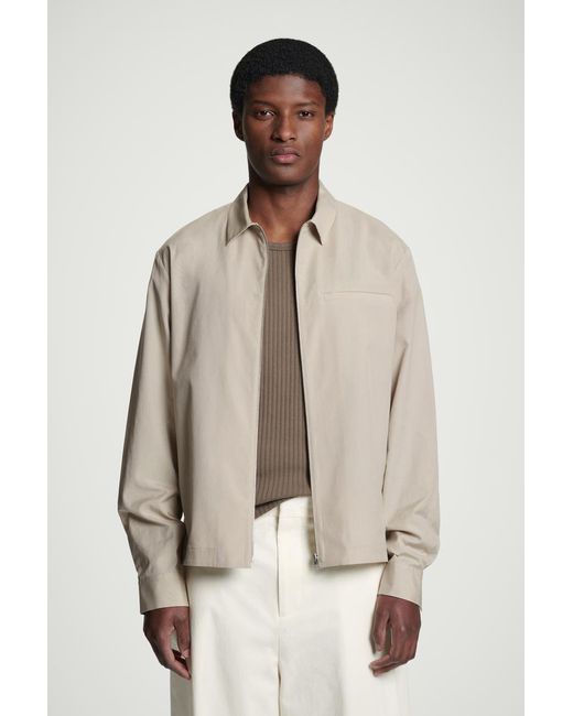 COS Hemd Aus Twill Mit Reissverschluss in Natural für Herren