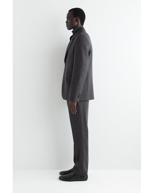 COS Gray Single-Breasted Wool Blazer for men