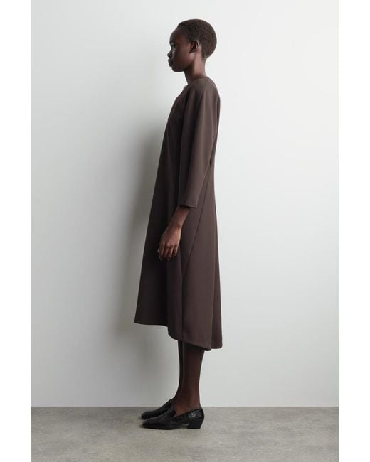 COS Black Sculpted Long-Sleeved Midi Dress