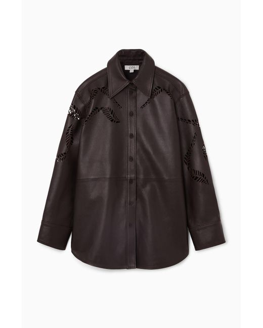 COS Black Broderie Anglaise Leather Western Shirt