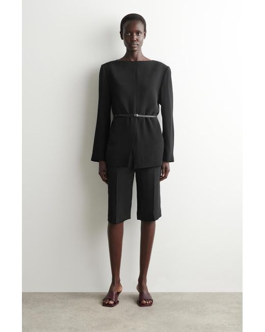 COS Black Tailored Silk Top