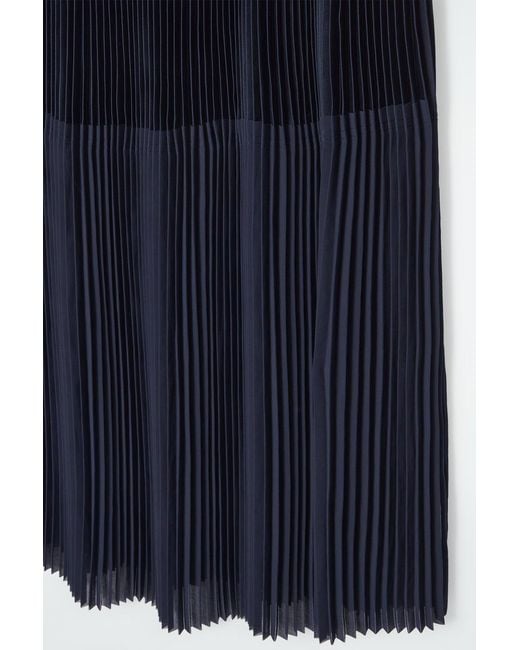 COS Blue Panelled Pleated Column Maxi Skirt