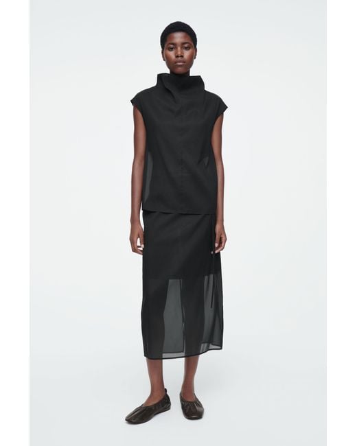 COS Black The Sheer Layered Column Skirt