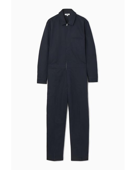 COS Blue Linen Utility Boilersuit for men