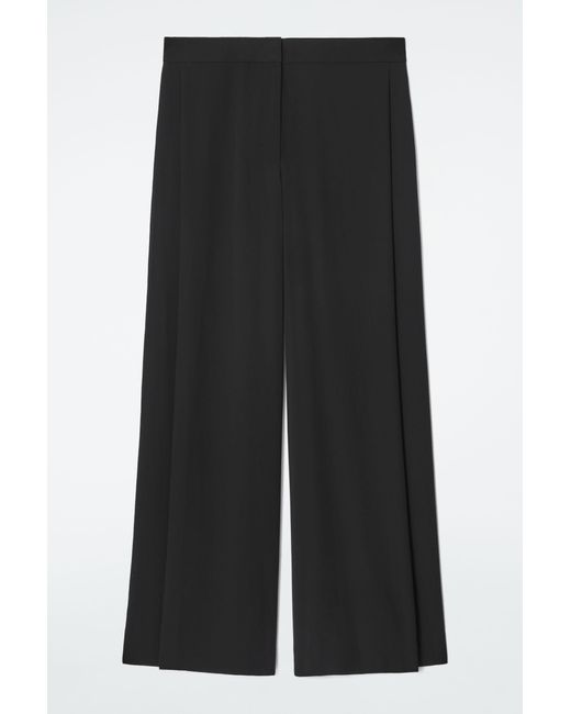 COS Black Regular Tailored Sheer Wide-leg Trousers