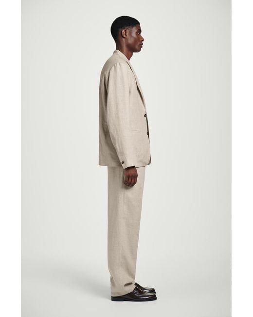 COS Natural Single-Breasted Linen Blazer for men