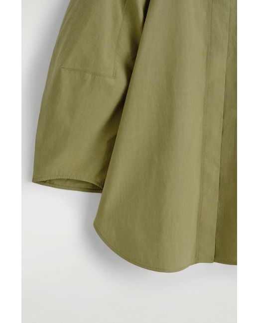 COS Green Sculptural Pima Cotton-Poplin Blouse