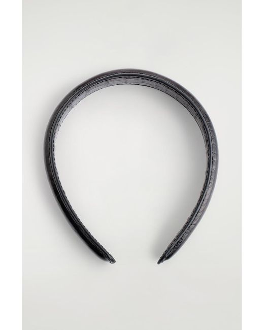 COS Brown Croc-Effect Leather Headband