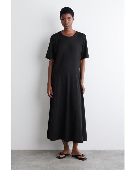 cos draped cotton shirt dress COS Oversized Draped Shirt Dress in Blue