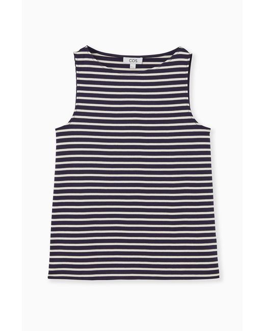 COS Blue Boat-Neck Tank Top