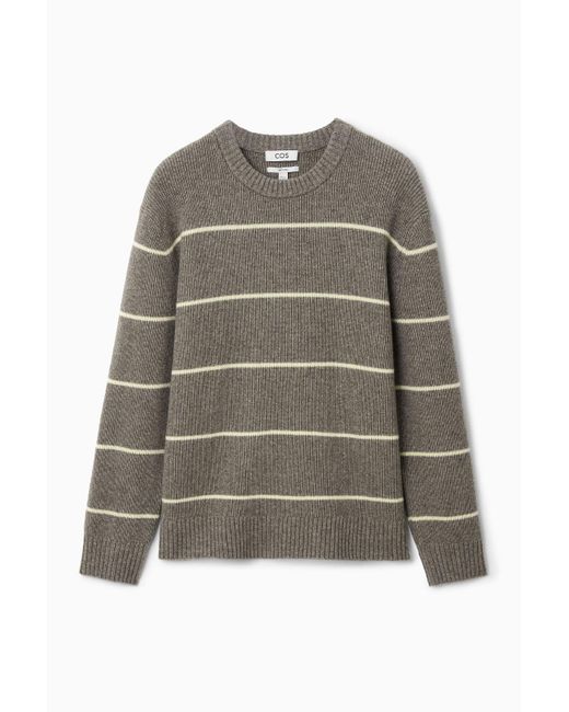 COS Gray Striped Wool And Yak-blend Sweater for men