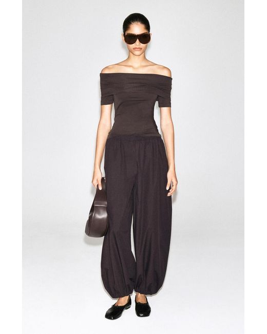 COS Brown Folded Off-The-Shoulder Top