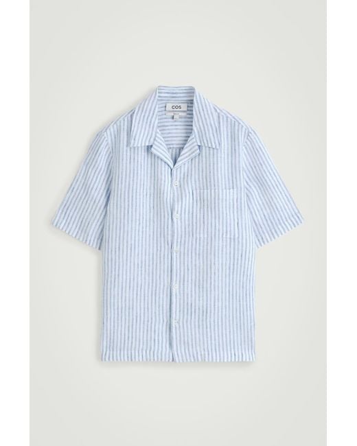 COS Blue Camp-collar Linen Shirt for men