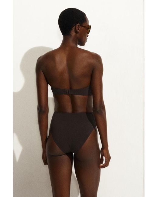 COS Brown Textured High-Waisted Bikini Briefs