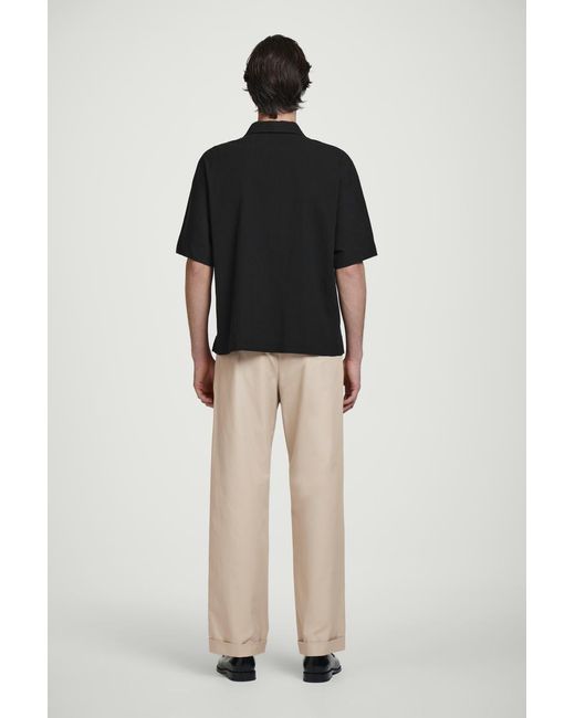 COS Black Crinkled-Cotton Shirt for men