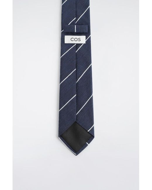 COS Blue Striped Silk Tie for men