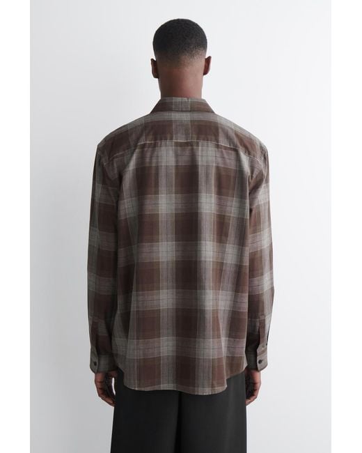 COS Brown Checked Brushed-Cotton Shirt for men