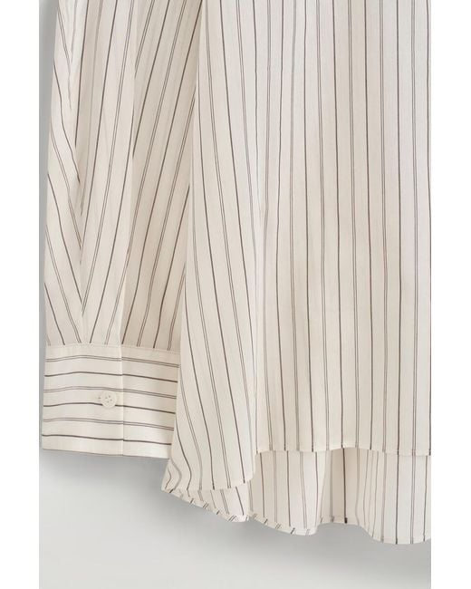 COS Natural Striped Cotton-Silk High-Collar Shirt