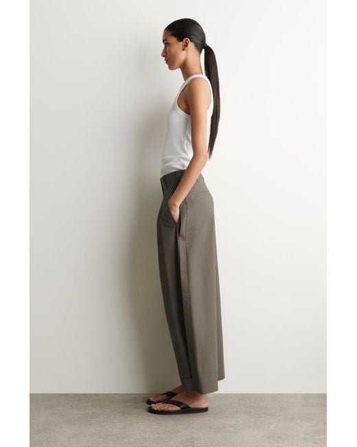 COS Natural Pleated Tapered Utility Pants