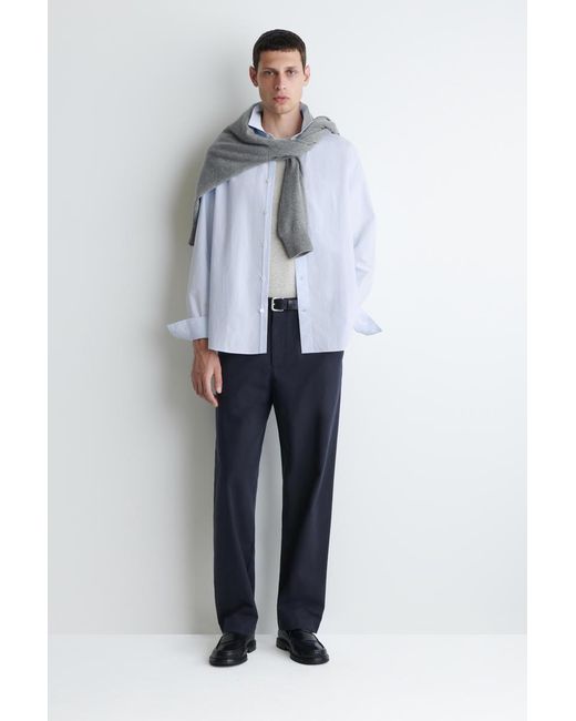 COS Blue Relaxed Pima Cotton Poplin Shirt for men