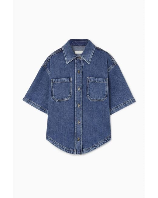 COS Blue Relaxed Short-sleeved Denim Shirt